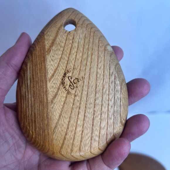 VTG Sere Wooden Cork Coaster Set of 7 w/ Holder MCM Stacked Teardrop Barware - Picture 15 of 16